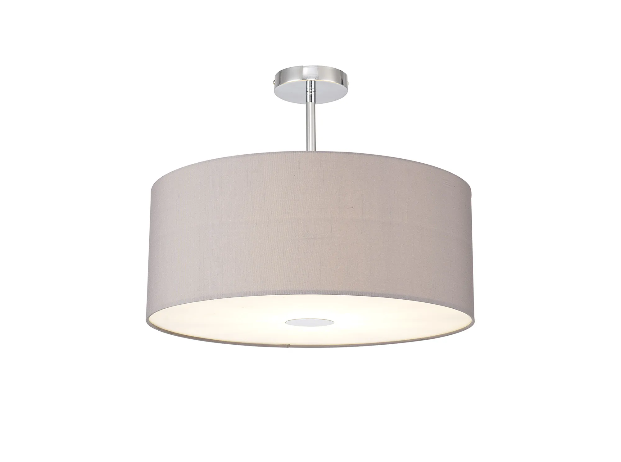 DK0110  Baymont 50cm Semi Flush 1 Light Polished Chrome; Grey; Frosted Diffuser